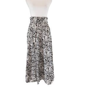 Vintage Francine Browner SIZE 3 Maxi Skirt White Black Abstract DRY ELASTIC USA